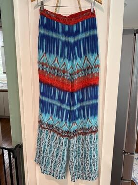 Bisou Bisou Michele Bohbot Bohemian Beach Boat Resort Wear Sheer Palazzo Pant L